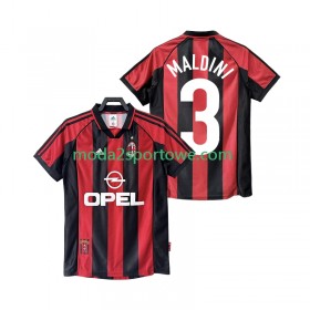 Koszulka AC Milan MALDINI 3 1999 Retro Domowe Stroje Piłkarskie 1998 Krótki Rękaw